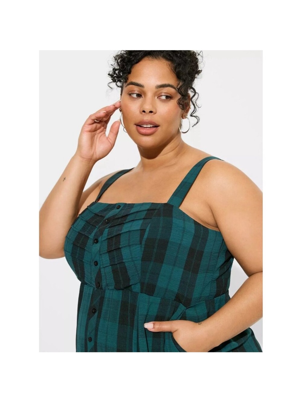 Torrid Green and Black Plaid Midi Dress